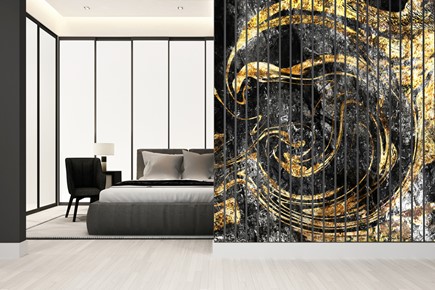 Lamele dekoracyjne/ściana. Czarno-złota abstrakcja
